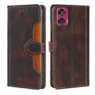 For Motorola Edge 50 Fusion 5G Skin Feel Magnetic Buckle Leather Phone Case(Brown) - 1