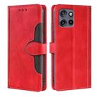 For Motorola Edge 50 Neo 5G Skin Feel Magnetic Buckle Leather Phone Case(Red) - 1