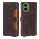 For Motorola Moto G35 5G Skin Feel Magnetic Buckle Leather Phone Case(Brown) - 1