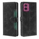 For Motorola Moto G55 5G Skin Feel Magnetic Buckle Leather Phone Case(Black) - 1