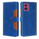 For Motorola Moto G55 5G Skin Feel Magnetic Buckle Leather Phone Case(Blue) - 1