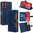 For Motorola Moto G05 Skin Feel Magnetic Buckle Leather Phone Case(Blue) - 1