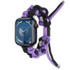 For Apple Watch SE 2023 44mm Screw Nut Dual-Color Braided Paracord Watch Band(Black Purple) - 1