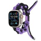 For Apple Watch Ultra 2 49mm Screw Nut Dual-Color Braided Paracord Watch Band(Black Purple) - 1