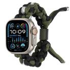 For Apple Watch Ultra 2 49mm Screw Nut Dual-Color Braided Paracord Watch Band(Black Green) - 1