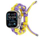 For Apple Watch Ultra 2 49mm Screw Nut Dual-Color Braided Paracord Watch Band(Purple Yellow) - 1