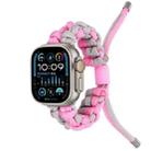 For Apple Watch Ultra 2 49mm Screw Nut Dual-Color Braided Paracord Watch Band(Silver Pink) - 1