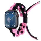 For Apple Watch Series 9 45mm Screw Nut Dual-Color Braided Paracord Watch Band(Black Pink) - 1