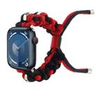 For Apple Watch Series 9 45mm Screw Nut Dual-Color Braided Paracord Watch Band(Black Red) - 1