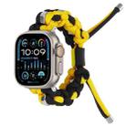 For Apple Watch Ultra 49mm Screw Nut Dual-Color Braided Paracord Watch Band(Black Yellow) - 1