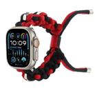 For Apple Watch Ultra 49mm Screw Nut Dual-Color Braided Paracord Watch Band(Black Red) - 1