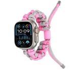 For Apple Watch Ultra 49mm Screw Nut Dual-Color Braided Paracord Watch Band(Silver Pink) - 1