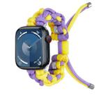For Apple Watch Series 8 41mm Screw Nut Dual-Color Braided Paracord Watch Band(Purple Yellow) - 1