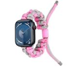 For Apple Watch Series 8 41mm Screw Nut Dual-Color Braided Paracord Watch Band(Silver Pink) - 1