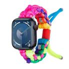 For Apple Watch Series 8 45mm Screw Nut Dual-Color Braided Paracord Watch Band(Rainbow) - 1
