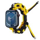 For Apple Watch SE 2022 44mm Screw Nut Dual-Color Braided Paracord Watch Band(Black Yellow) - 1