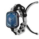 For Apple Watch Series 7 41mm Screw Nut Dual-Color Braided Paracord Watch Band(Black Grey) - 1