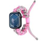 For Apple Watch Series 7 45mm Screw Nut Dual-Color Braided Paracord Watch Band(Silver Pink) - 1