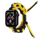 For Apple Watch Series 5 44mm Screw Nut Dual-Color Braided Paracord Watch Band(Black Yellow) - 1