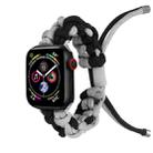For Apple Watch Series 5 44mm Screw Nut Dual-Color Braided Paracord Watch Band(Black Grey) - 1