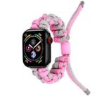 For Apple Watch Series 5 44mm Screw Nut Dual-Color Braided Paracord Watch Band(Silver Pink) - 1