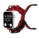 For Apple Watch Series 4 44mm Screw Nut Dual-Color Braided Paracord Watch Band(Black Red) - 1