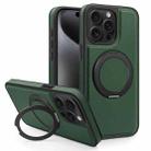 For iPhone 15 Pro Yashi 360 Degree Rotating MagSafe Bracket Phone Case(Dark Green) - 1