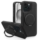 For iPhone 15 Plus Yashi 360 Degree Rotating MagSafe Bracket Phone Case(Black) - 1