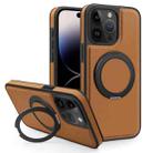 For iPhone 14 Pro Max Yashi 360 Degree Rotating MagSafe Bracket Phone Case(Brown) - 1