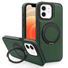 For iPhone 12 Yashi 360 Degree Rotating MagSafe Bracket Phone Case(Dark Green) - 1