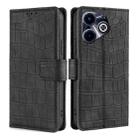 For Infinix Hot 40i Skin Feel Crocodile Magnetic Clasp Leather Phone Case(Black) - 1