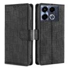 For Infinix Note 40 4G Skin Feel Crocodile Magnetic Clasp Leather Phone Case(Black) - 1