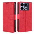 For Infinix Note 40 4G Skin Feel Crocodile Magnetic Clasp Leather Phone Case(Red) - 1