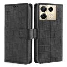For Infinix Note 40 Pro 4G Skin Feel Crocodile Magnetic Clasp Leather Phone Case(Black) - 1