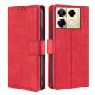 For Infinix Note 40 Pro 4G Skin Feel Crocodile Magnetic Clasp Leather Phone Case(Red) - 1