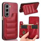 For Infinix Hot 50 5G Cow Pattern Sewing Card Bag Phone Case(Red) - 1