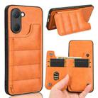 For vivo Y03 4G Cow Pattern Sewing Card Bag Phone Case(Orange) - 1