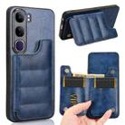 For vivo V40 Lite 4G / 5G IDN Cow Pattern Sewing Card Bag Phone Case(Blue) - 1