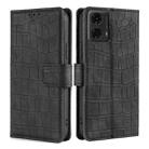 For Motorola Moto G24 4G Skin Feel Crocodile Magnetic Clasp Leather Phone Case(Black) - 1