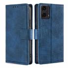 For Motorola Moto G24 4G Skin Feel Crocodile Magnetic Clasp Leather Phone Case(Blue) - 1