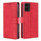 For Motorola Moto G24 4G Skin Feel Crocodile Magnetic Clasp Leather Phone Case(Red) - 1