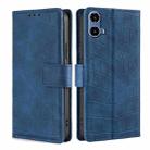 For Motorola Moto G34 5G Skin Feel Crocodile Magnetic Clasp Leather Phone Case(Blue) - 1