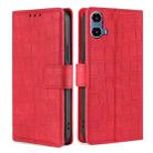 For Motorola Moto G34 5G Skin Feel Crocodile Magnetic Clasp Leather Phone Case(Red) - 1