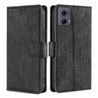 For Motorola Edge 5G 2024 Skin Feel Crocodile Magnetic Clasp Leather Phone Case(Black) - 1