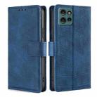For Motorola Edge 50 5G Skin Feel Crocodile Magnetic Clasp Leather Phone Case(Blue) - 1