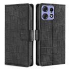 For Motorola Edge 50 Pro 5G Skin Feel Crocodile Magnetic Clasp Leather Phone Case(Black) - 1