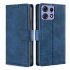 For Motorola Edge 50 Pro 5G Skin Feel Crocodile Magnetic Clasp Leather Phone Case(Blue) - 1