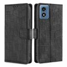 For Motorola Moto G 5G 2024 Skin Feel Crocodile Magnetic Clasp Leather Phone Case(Black) - 1