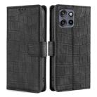For Motorola Edge 50 Neo 5G Skin Feel Crocodile Magnetic Clasp Leather Phone Case(Black) - 1