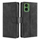 For Motorola Moto G35 5G Skin Feel Crocodile Magnetic Clasp Leather Phone Case(Black) - 1